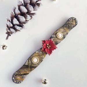 Magnet Red poinsettia Handmade painted